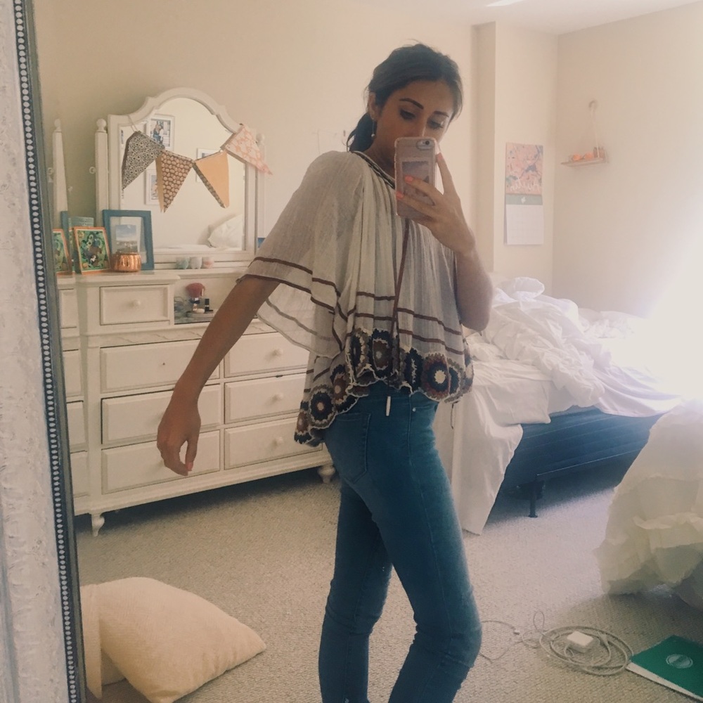 FREE PEOPLE crochet detailed top